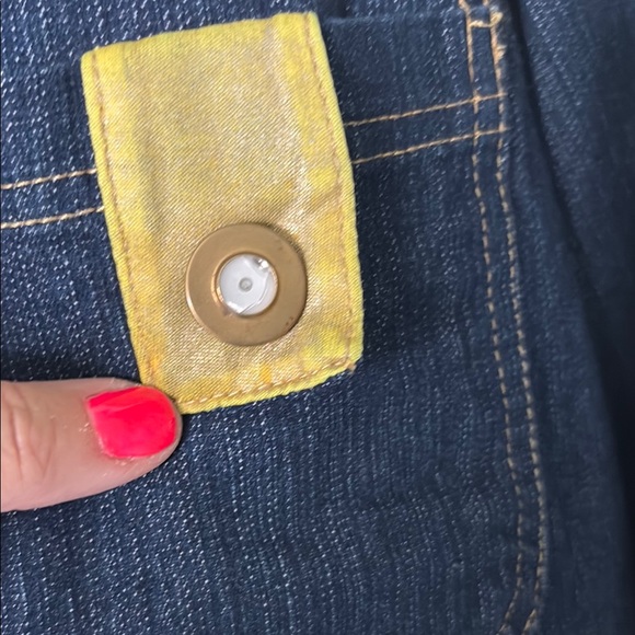 Oversized Denim Jacket with Yellow Accents by Gold Flava - Picture 4 of 4